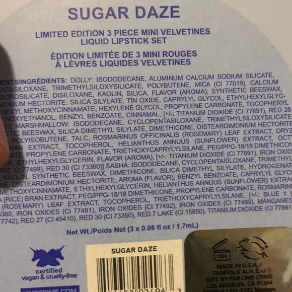 Lime Crime limited edition 3 piece mini Velvetines lip set. - Picture 2 of 2